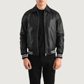 Walton Black Leather Varsity Jacket