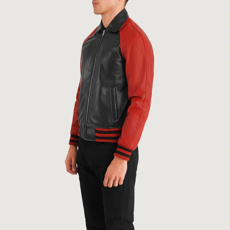 Walton Black Leather Varsity Jacket