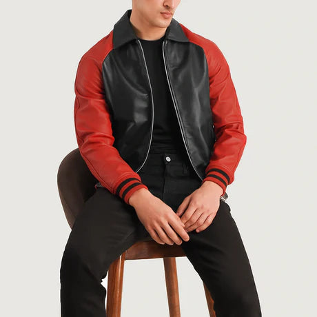 Walton Black Leather Varsity Jacket