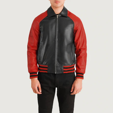 Walton Black Leather Varsity Jacket