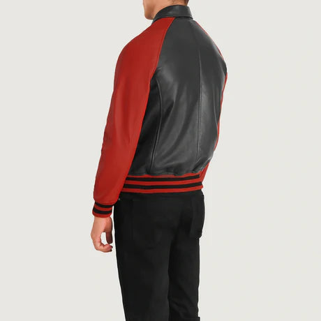 Walton Black Leather Varsity Jacket