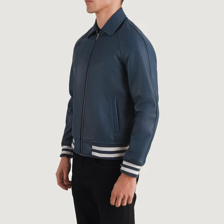 Walton Black Leather Varsity Jacket