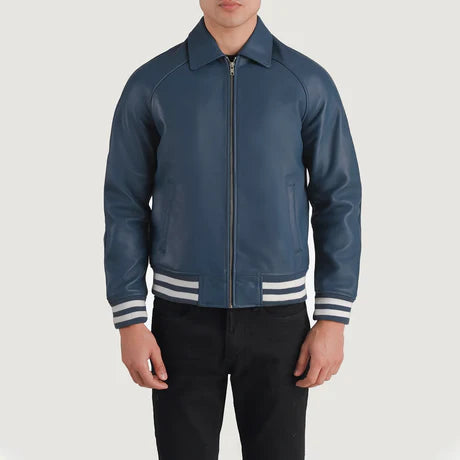 Walton Black Leather Varsity Jacket