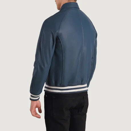 Walton Black Leather Varsity Jacket
