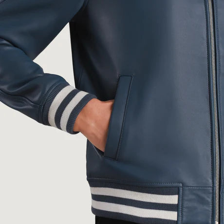 Walton Black Leather Varsity Jacket