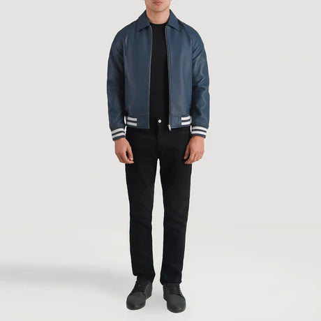 Walton Black Leather Varsity Jacket