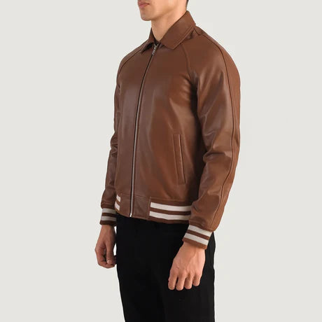 Walton Black Leather Varsity Jacket