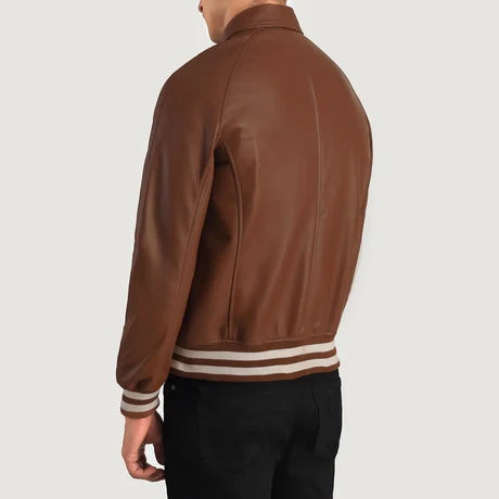 Walton Black Leather Varsity Jacket