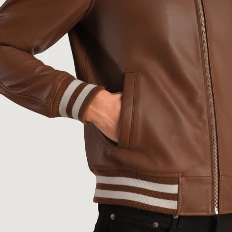 Walton Black Leather Varsity Jacket