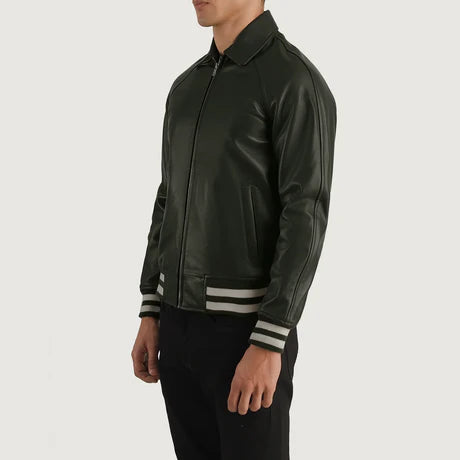 Walton Black Leather Varsity Jacket