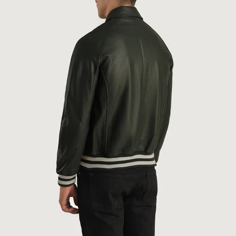 Walton Black Leather Varsity Jacket