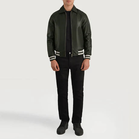 Walton Black Leather Varsity Jacket