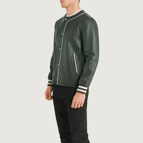 Willis Black Leather Varsity Jacket