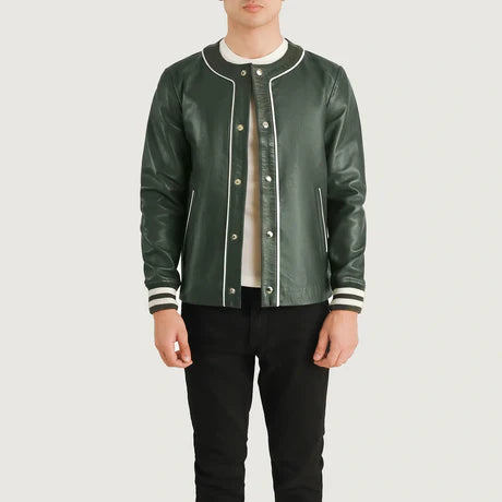 Willis Black Leather Varsity Jacket
