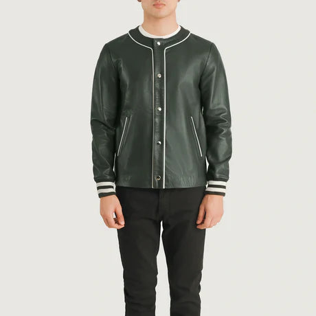 Willis Black Leather Varsity Jacket