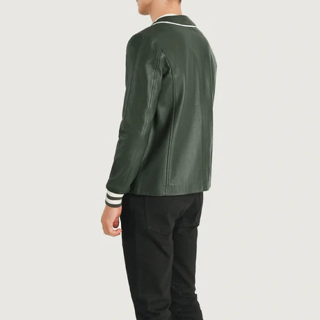 Willis Black Leather Varsity Jacket