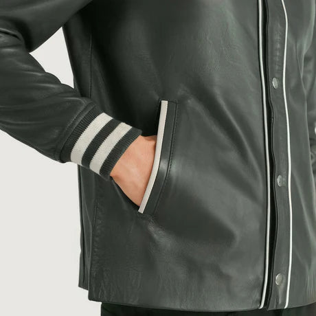Willis Black Leather Varsity Jacket