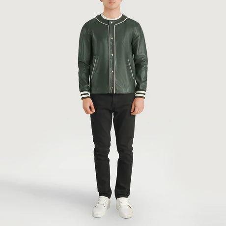 Willis Black Leather Varsity Jacket