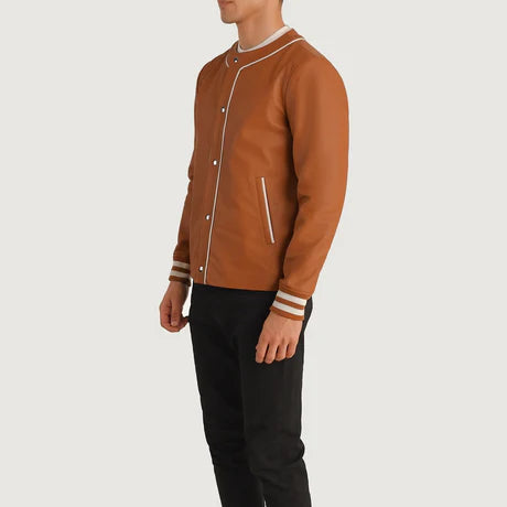 Willis Black Leather Varsity Jacket