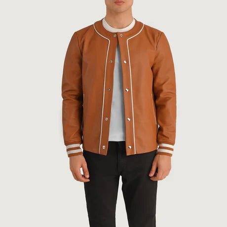 Willis Black Leather Varsity Jacket