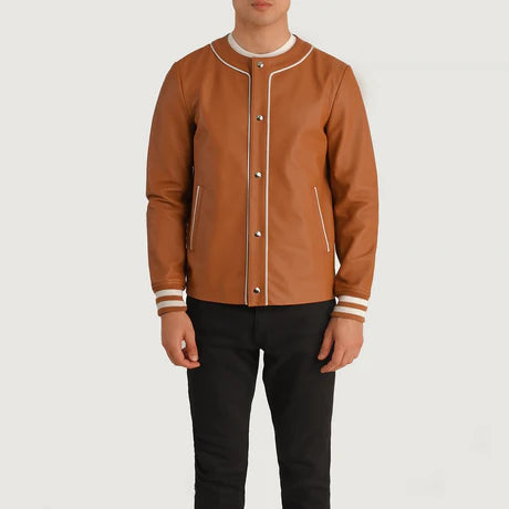 Willis Black Leather Varsity Jacket
