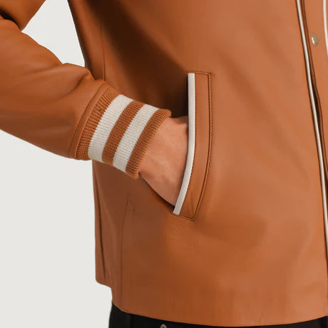 Willis Black Leather Varsity Jacket