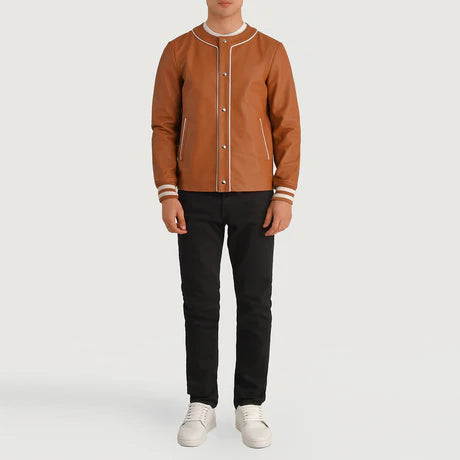 Willis Black Leather Varsity Jacket