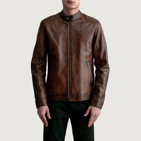 Zen Tumbled Black Leather Biker Jacket