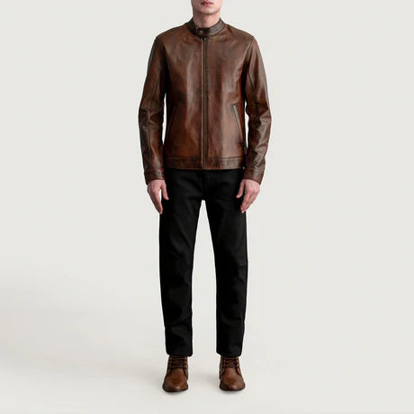 Zen Tumbled Black Leather Biker Jacket