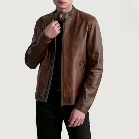 Zen Tumbled Black Leather Biker Jacket