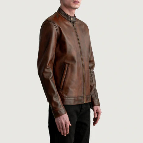Zen Tumbled Black Leather Biker Jacket