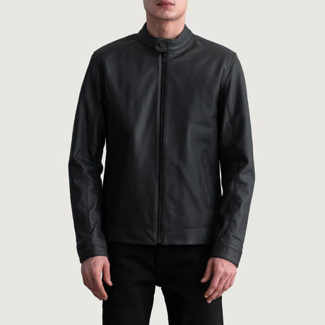 Zen Tumbled Black Leather Biker Jacket
