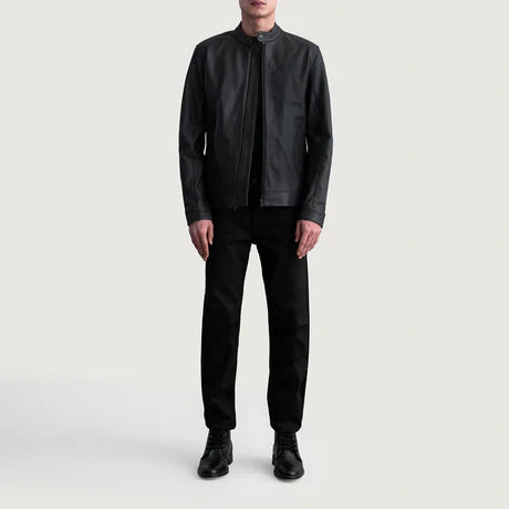 Zen Tumbled Black Leather Biker Jacket