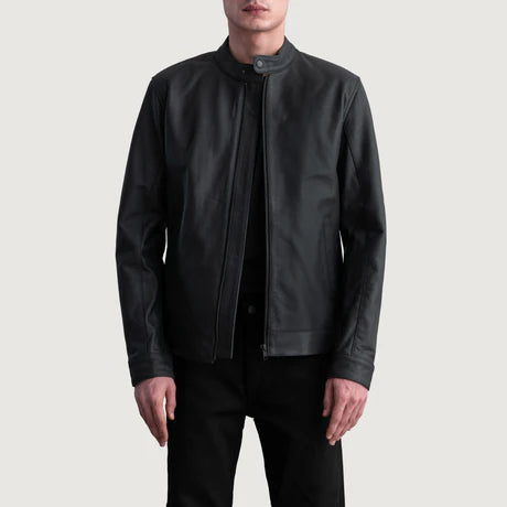Zen Tumbled Black Leather Biker Jacket