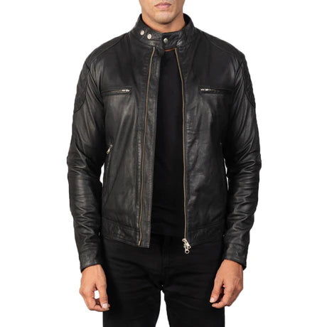 Gatsby Blue Leather Biker Jacket