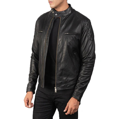 Gatsby Blue Leather Biker Jacket