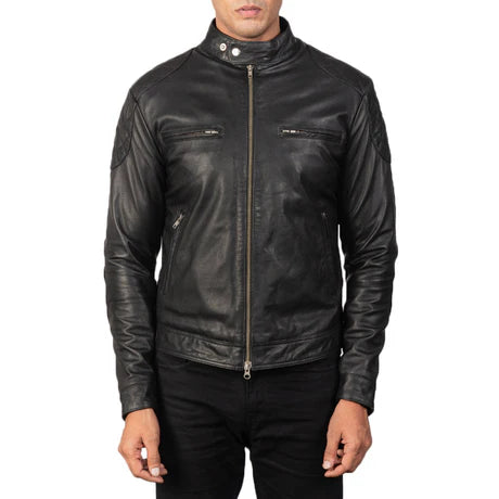 Gatsby Blue Leather Biker Jacket