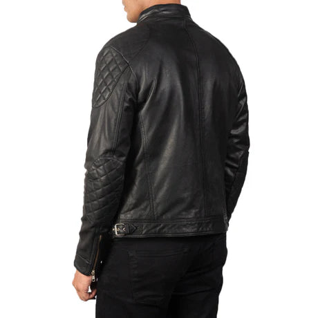 Gatsby Blue Leather Biker Jacket