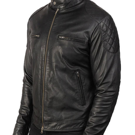 Gatsby Blue Leather Biker Jacket