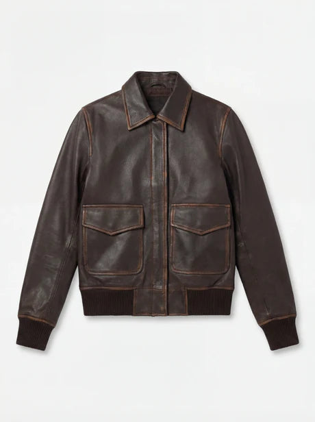 Westa A-2 Brown Leather Bomber Jacket