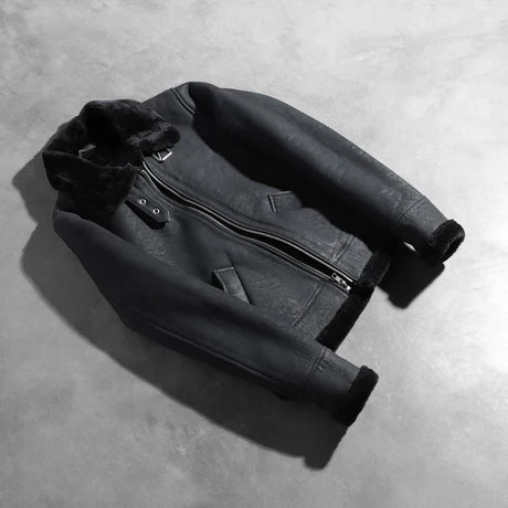 Sherilyn B-3 Black & White Leather Bomber Jacket