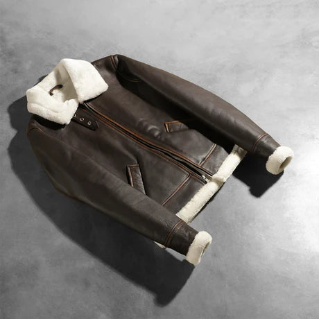 Sherilyn B-3 Black & White Leather Bomber Jacket