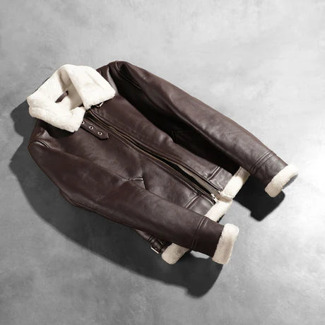 Sherilyn B-3 Black & White Leather Bomber Jacket