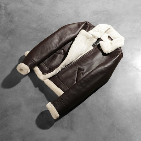 Women's Dark Brown Aviator Shearling Leather Jacket