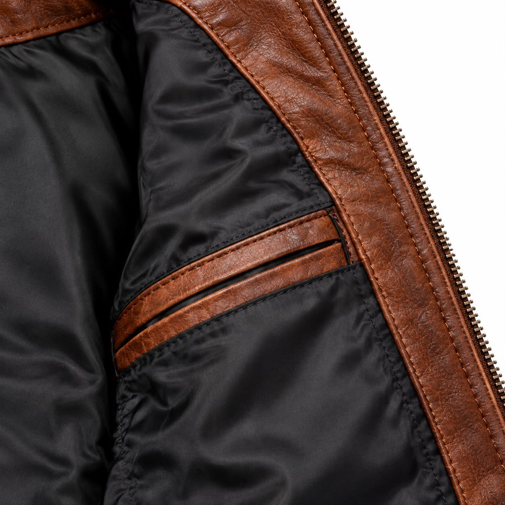 Men's Black Café Racer Leather Jacket Distressed Biker Moto Jacket