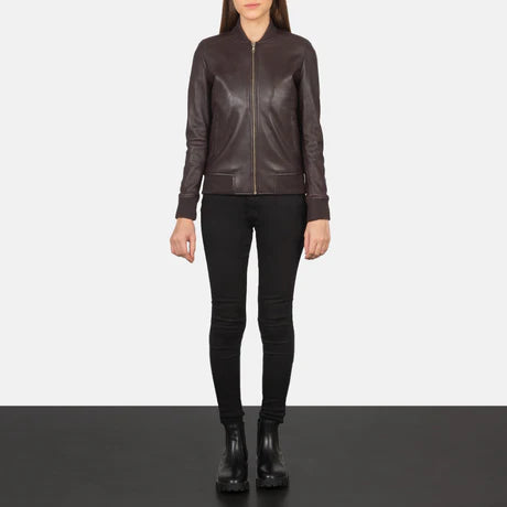 Bliss Black Leather Bomber Jacket