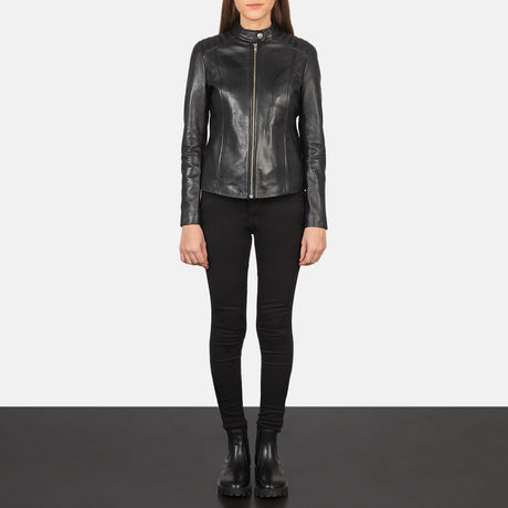 Women's Black Genuine Leather Moto Jacket