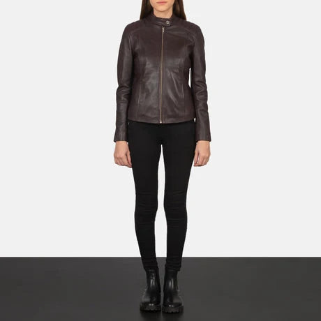 Women's Blue Genuine Leather Jacket