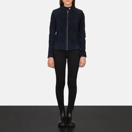 Women's Black Genuine Leather Cafe Racer Jacket