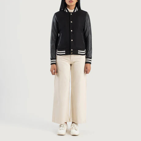 Savant Black & White Hybrid Varsity Jacket